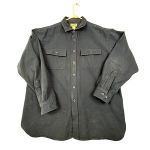 L.L.Bean Heavy Flannel Mens XL Navy Blue Button Down Long Sleeve‎ Cotton Shirt
